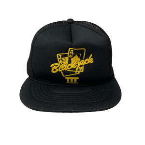 Vintage Gold Black Jack III Cap Mesh Trucker Capital Hat Snapback Baseball OSFA
